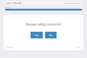 rounding-rntomd2 Screenshot reviewing safety concerns from the Palarum electronic rounding software