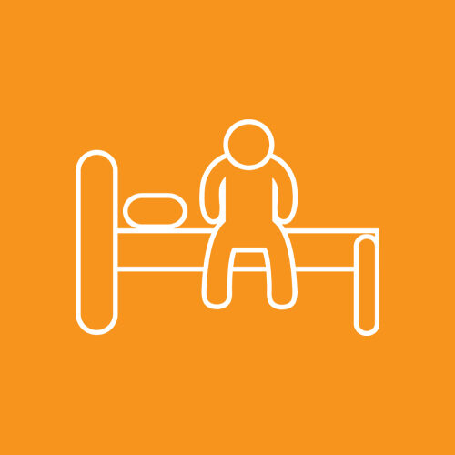 patient-on-bed-icon-orange patient stand detected icon on orange background